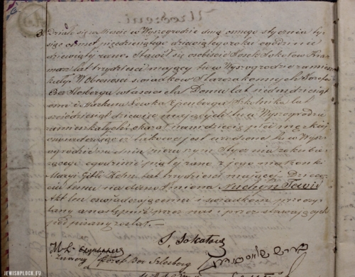 Birth certificate of Nachum Sokołow (State Archives in Płock, "Akta stanu cywilnego wyznania mojżeszowego gminy wyznaniowej Wyszogród", birth certificate no. 3, 1859)